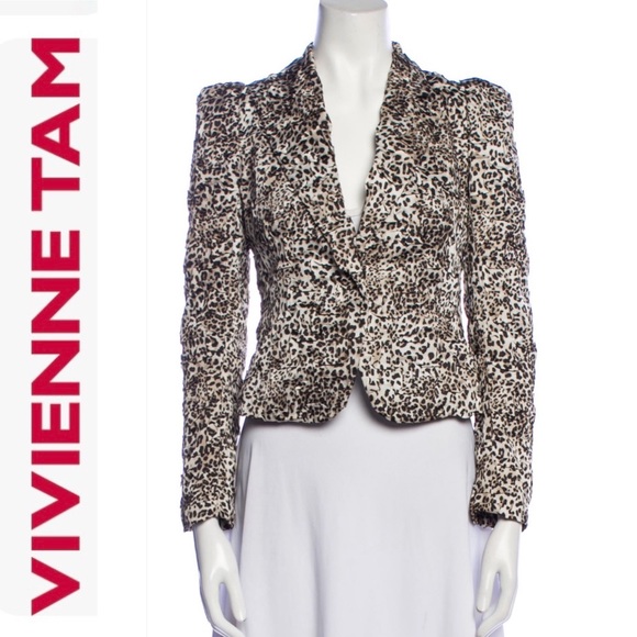 Vintage Early 2000’s Vivienne Tam Silk Black/White Animal Print Blazer Jacket 2 - Picture 4 of 16
